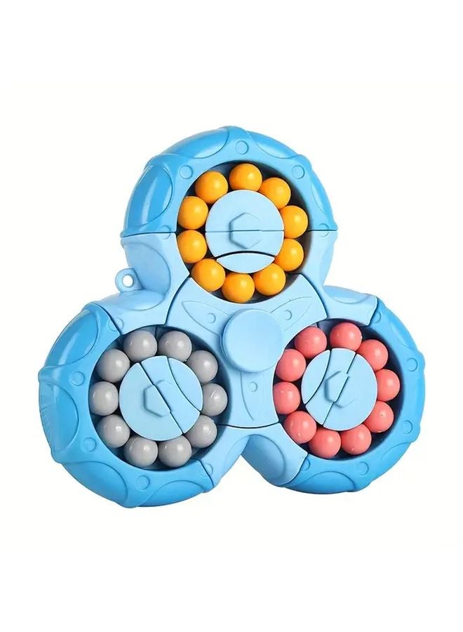 Blue 3 In 1 Bean Puzzle Toy With Finger Rotation And Colorful Beads Educational Play - Image 1