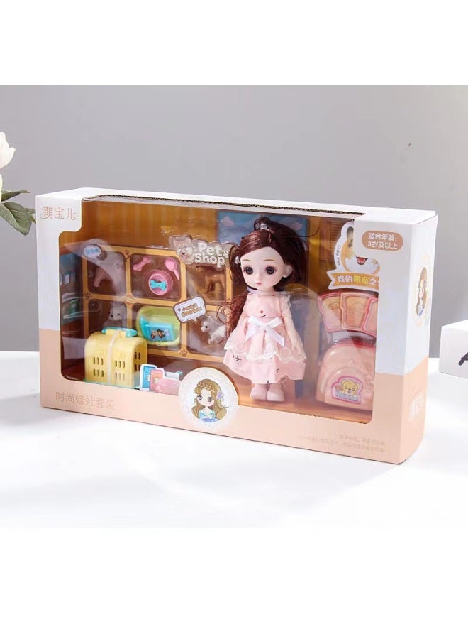 Children's Toy Simulation Tongle Barbie Doll Set Gift Box Girl Dress Up Toy Princess Oversized Gift-Color:Small Dessert Shop 24*6*18】 - Image 4