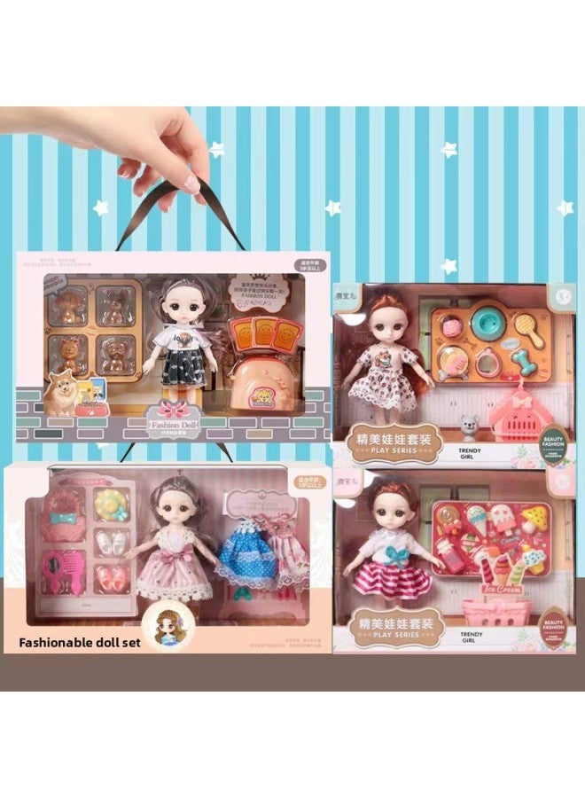 Children's Toy Simulation Tongle Barbie Doll Set Gift Box Girl Dress Up Toy Princess Oversized Gift-Color:Small Dessert Shop 24*6*18】 - Image 3