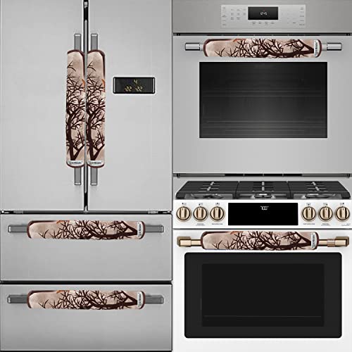 E-Retailer® Exclusive 3-Layered Polyester Combo Set of Appliances Cover (1 Pc. of Fridge Top Cover, 1 Pc Handle Cover and 1 Pc. of Microwave Oven Top Cover) (Color-Brown Floral, Set Contains-3 Pcs) - Image 4