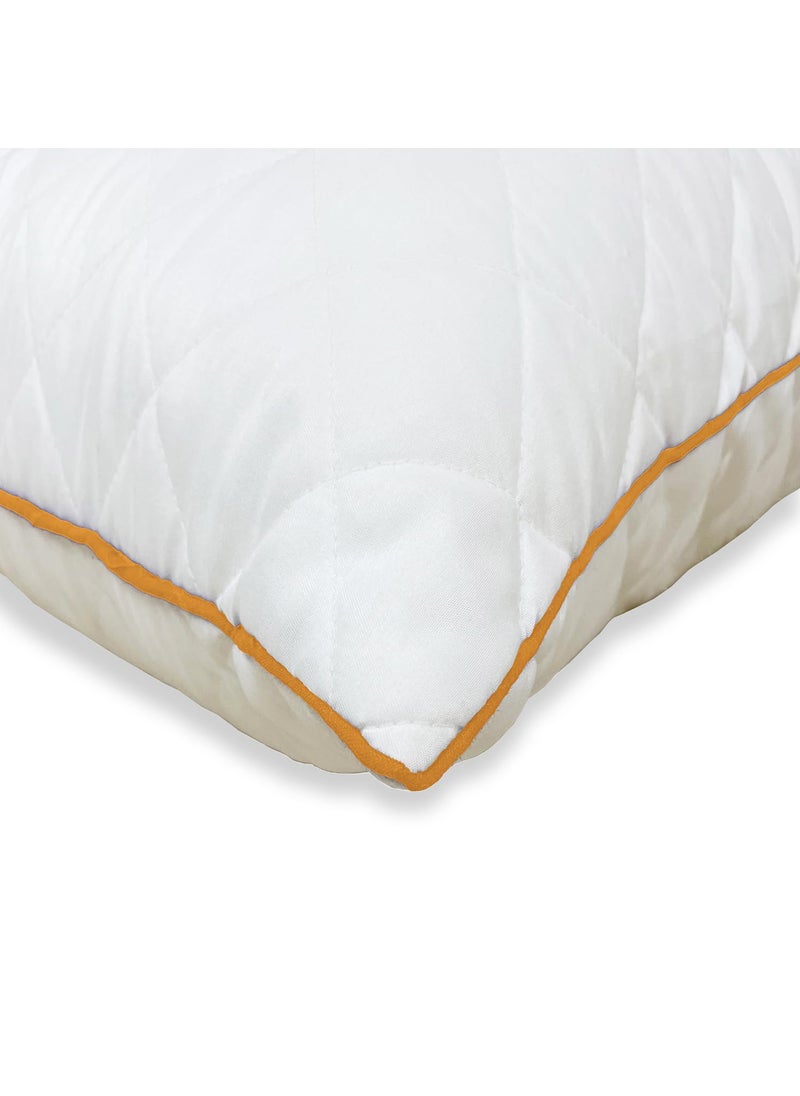 SPACES Spaces Quilted Pillow Set of 2 Extra Soft Filled Down Alternative Hypoallergenic Pillow 17 x 27 inch 43 x 69 cm Luxury Queen Size Bed White Microfiber Pillows Neck Support Machine Washable  - Image 5