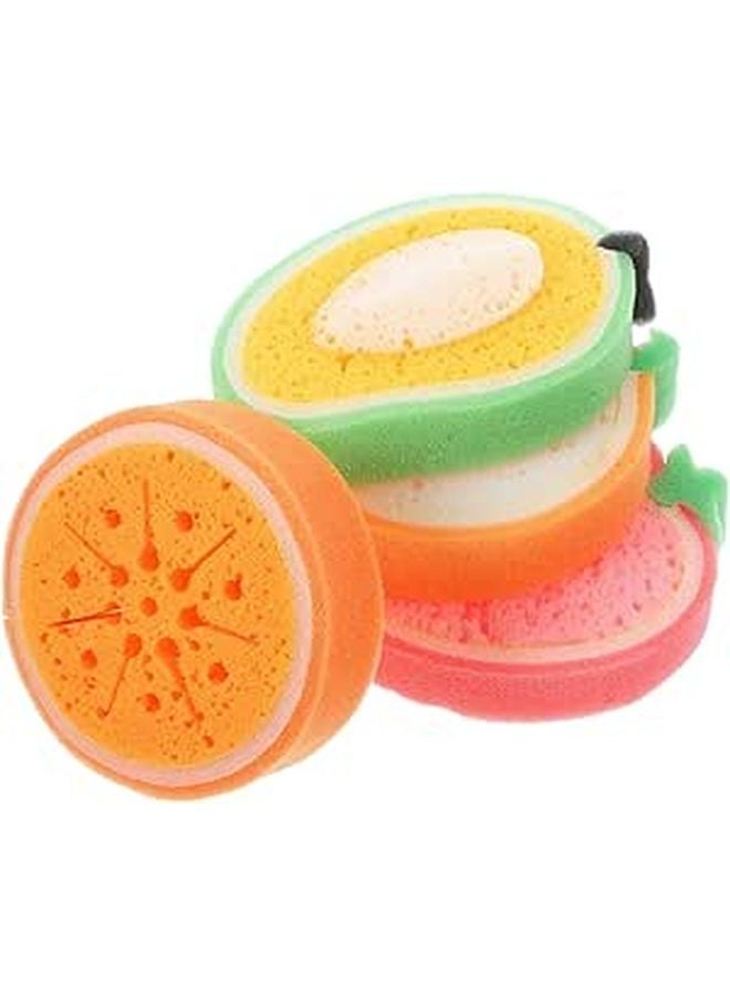 Thickened Cartoon Fruit Kitchen Sponges Set 4pcs Multi Function Reusable Dish Scrubbers - Image 1
