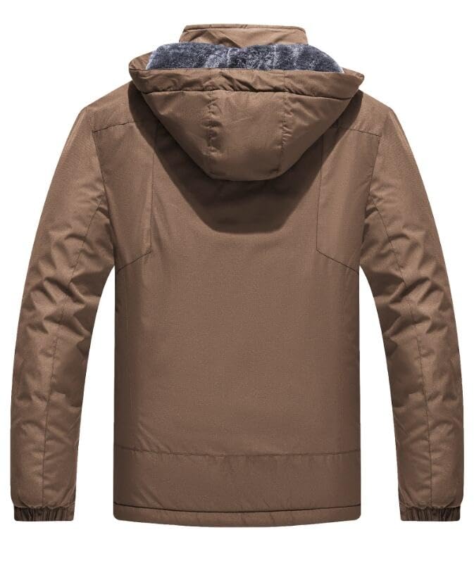 Zoofly Winter Jackets Mens Warm Fleece Windproof Skiing Coats for Men Waterproof Outdoor Jacket with Hooded Brown M - Image 3