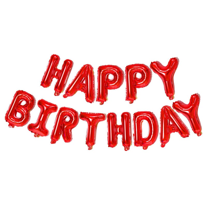 KALOR Red Happy Birthday Balloons Banner 16 Inch Mylar Foil Letters Balloon Sign for Birthday Party Decorations Photo Booth Backdrop - Image 2