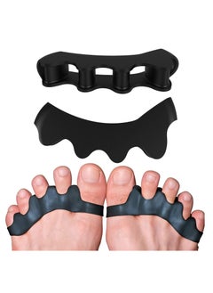 KHAJUL Toe Separators, Correct Foot and Bunion Pain, Plantar Fasciitis, Toe Straightener to Improve Functional Athletic Mobility (Black)  - Image 1