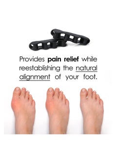 KHAJUL Toe Separators, Correct Foot and Bunion Pain, Plantar Fasciitis, Toe Straightener to Improve Functional Athletic Mobility (Black)  - Image 3