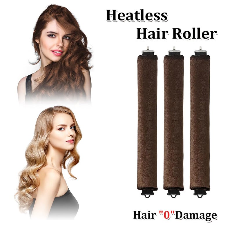 M'AYCREATE MAYCREATE® 6PCS Heatless Hair Curler, Flexible Curling Rod with Hook, Satin Rollers for All Hair Types, No Heat Curls to Sleep for Curl Rods, Heatless Curls for Blowout Hair, Brown+Black - Image 5