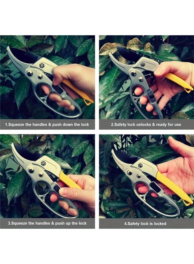 Professional 8 Inch Ratchet Pruning Shears 3 Stage Anvil Design For Extra Cutting Power 1PCS - Image 5