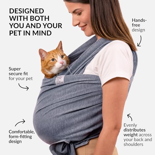 CollarDirect Dog Sling Carrier for Small Dogs - Anti-Anxiety Cat Sling, Puppy Pouch - Pet Sling in Gray Black Blue Green Pink Yellow (Gray, Large) - Image 2