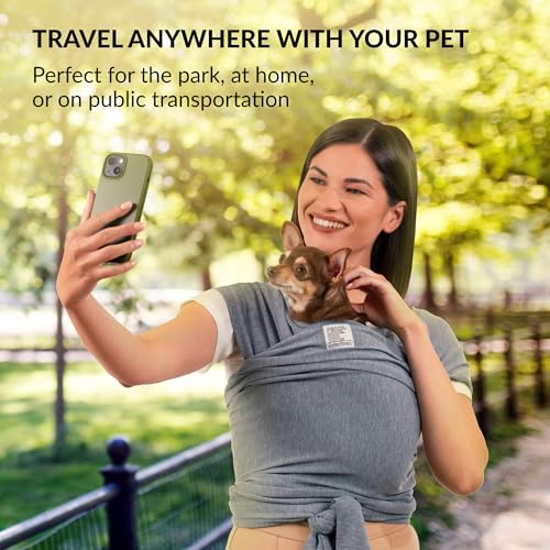 CollarDirect Dog Sling Carrier for Small Dogs - Anti-Anxiety Cat Sling, Puppy Pouch - Pet Sling in Gray Black Blue Green Pink Yellow (Gray, Large) - Image 5