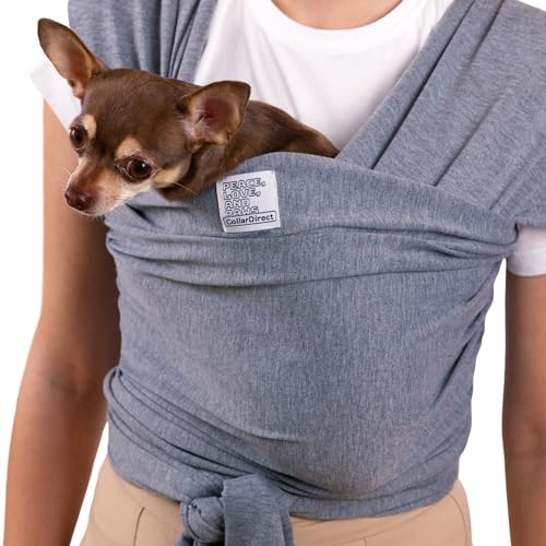 CollarDirect Dog Sling Carrier for Small Dogs - Anti-Anxiety Cat Sling, Puppy Pouch - Pet Sling in Gray Black Blue Green Pink Yellow (Gray, Large) - Image 1