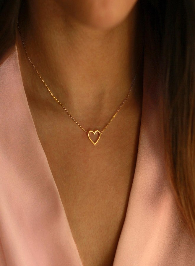 BAYLAY Gold Heart Necklace for Women Girls, 18K Gold/White Plated Heart Pendant Charm Necklace Dainty Gold Necklace for Women Gold Jewelry Christmas Valentines Gifts for Women Mom Grandma, 16 inches - Image 4