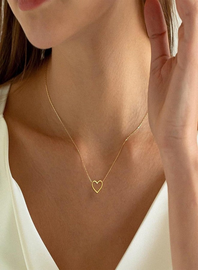 BAYLAY Gold Heart Necklace for Women Girls, 18K Gold/White Plated Heart Pendant Charm Necklace Dainty Gold Necklace for Women Gold Jewelry Christmas Valentines Gifts for Women Mom Grandma, 16 inches - Image 2