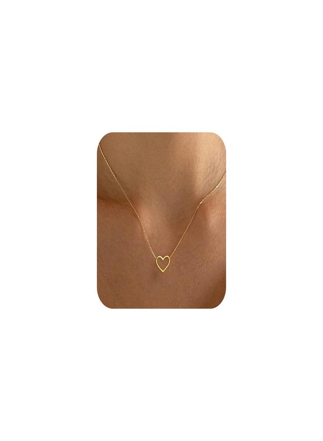 BAYLAY Gold Heart Necklace for Women Girls, 18K Gold/White Plated Heart Pendant Charm Necklace Dainty Gold Necklace for Women Gold Jewelry Christmas Valentines Gifts for Women Mom Grandma, 16 inches - Image 1