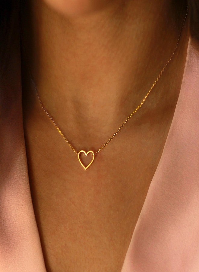 BAYLAY Gold Heart Necklace for Women Girls, 18K Gold/White Plated Heart Pendant Charm Necklace Dainty Gold Necklace for Women Gold Jewelry Christmas Valentines Gifts for Women Mom Grandma, 16 inches - Image 5