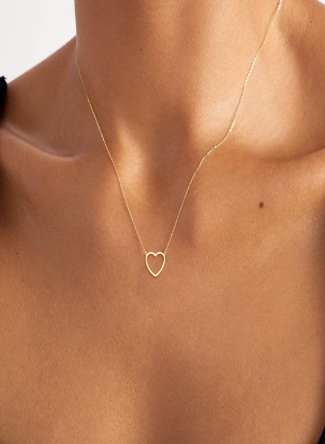 BAYLAY Gold Heart Necklace for Women Girls, 18K Gold/White Plated Heart Pendant Charm Necklace Dainty Gold Necklace for Women Gold Jewelry Christmas Valentines Gifts for Women Mom Grandma, 16 inches - Image 3