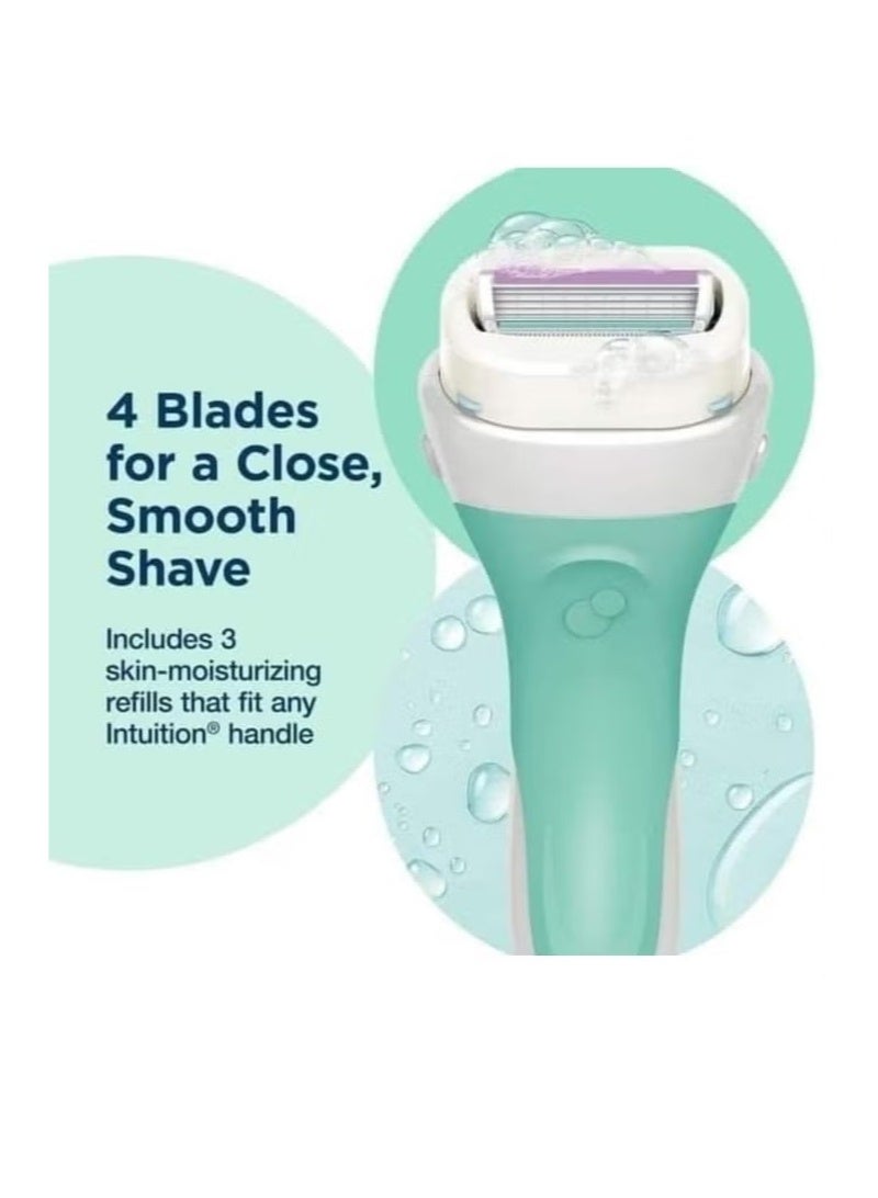 schick Intuition Sensitive Care Razor for Women with 2 Moisturizing Replaceable Razor Blades - Image 3