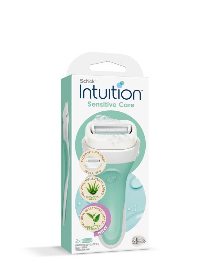 schick Intuition Sensitive Care Razor for Women with 2 Moisturizing Replaceable Razor Blades - Image 1