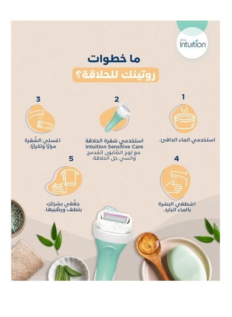 schick Intuition Sensitive Care Razor for Women with 2 Moisturizing Replaceable Razor Blades - Image 2