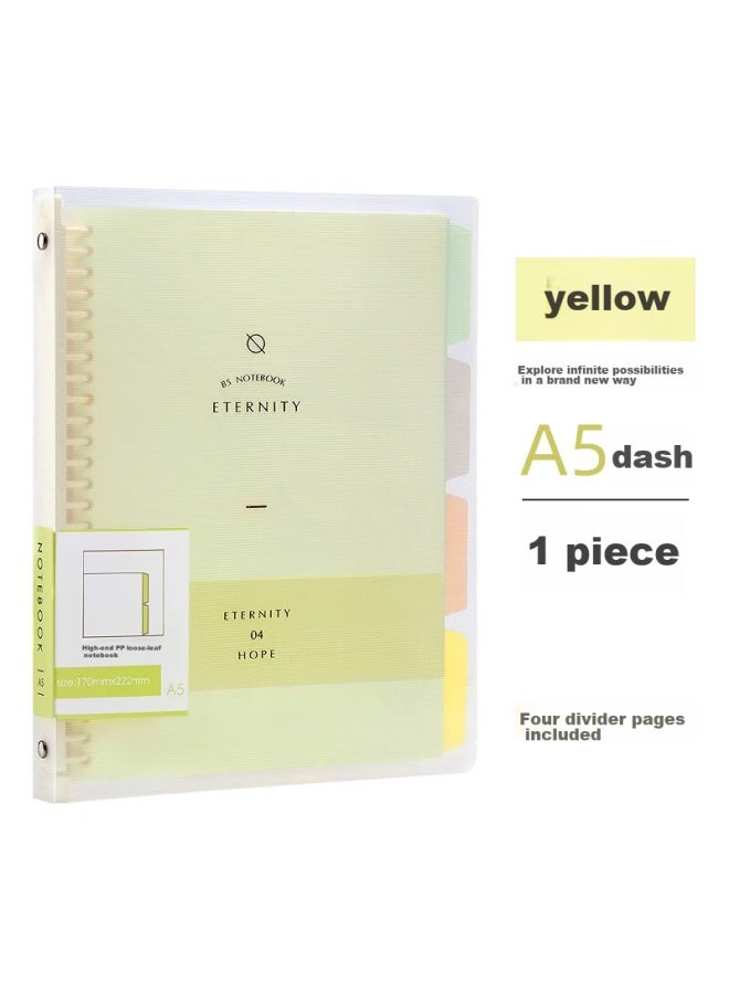 Wengu A5 Loose-leaf Notebook, Detachable Binder, 20 Holes, 60 Sheets, Ruled Paper, Four-color Index Dividers, Yellow, B17-a5/a - Image 1