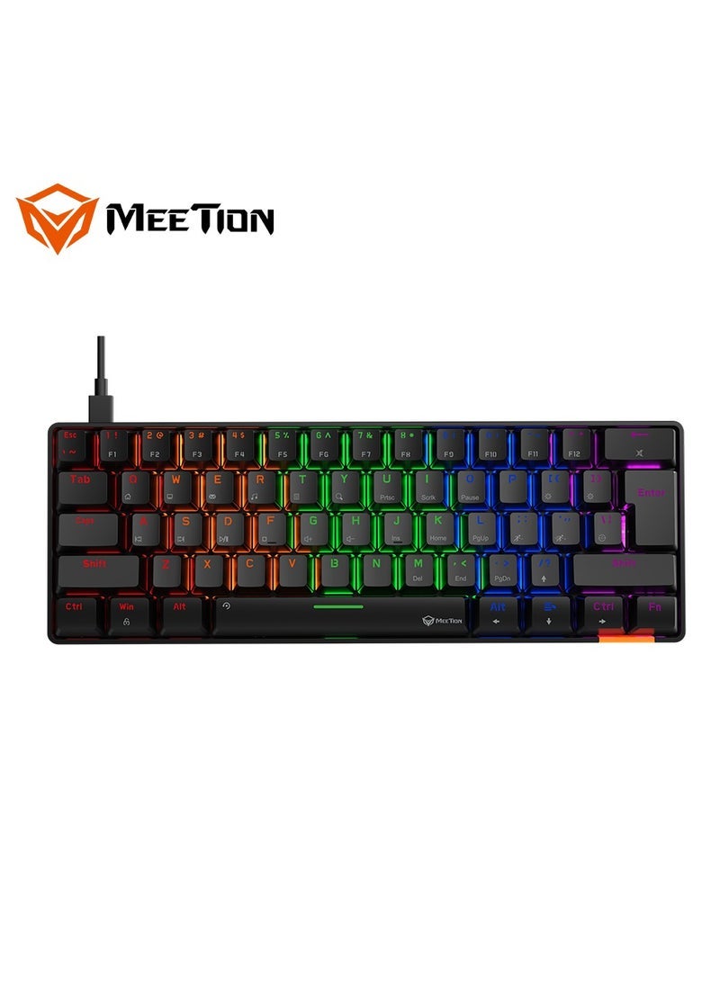 Meetion MEETION RGB Backlit Mini 61 Keys Wired 60% Mini Blue Switch Mechanical Full Anti-Ghosting Keys Best Gaming Keyboard Black MT-MK005  - Image 2