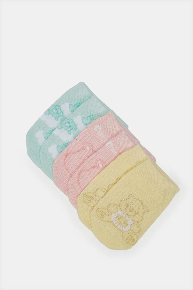 REDTAG Infant Girls Assorted Gabby Character Ankle Length Socks (Pack Of 3)