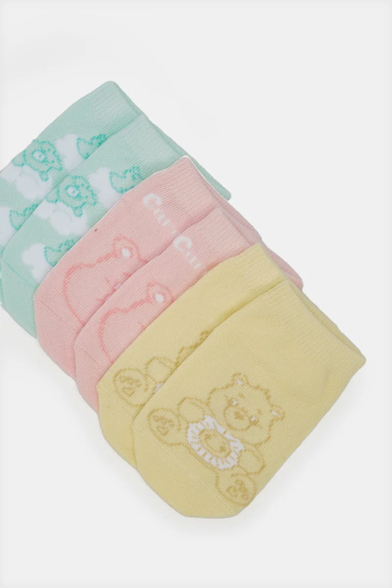 REDTAG Infant Girls Assorted Gabby Character Ankle Length Socks (Pack Of 3)