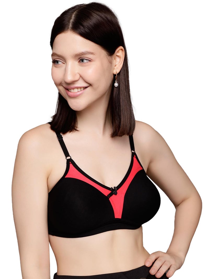 Clovia Women's Cotton Rich Non-Padded Non-Wired T-Shirt Bra (BR0771P13_Black_38B) - Image 1