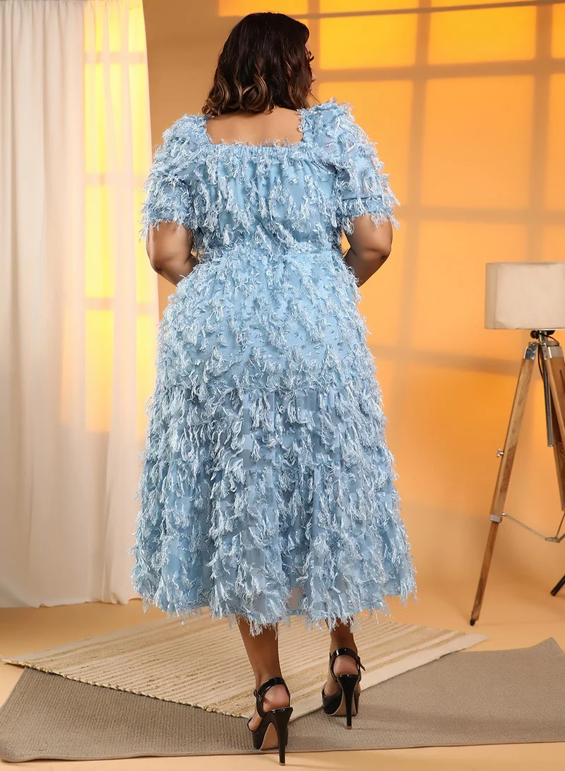 Instafab Plus Textured Flapper Midi Dress