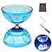 HenMerry Chinese Diabolo Yoyo Set Triple Bearing LED Diabolo Yoyos Juggling Toys with Diablo Sticks String Net Bag Easier StartFasterStable Lasts Longer Blue - Image 2