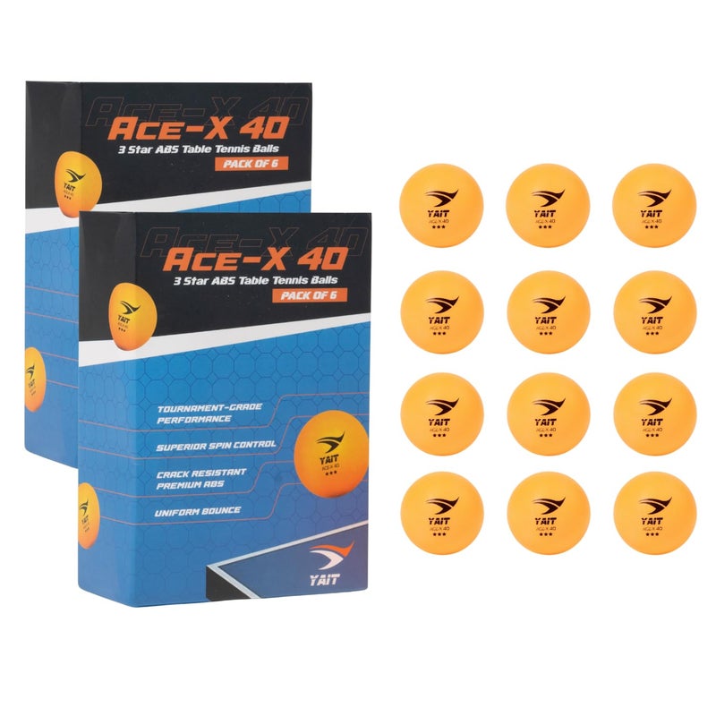 YAIT Sports Ace-X 40 (Pack of 12) | 3-Star Table Tennis Balls | ITTF Standard ABS Plastic TT Balls | Seamless & Durable | High Performance Spin & Bounce | Tournament-Quality - Image 1