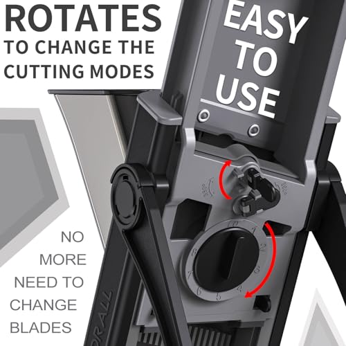 ONCE FOR ALL Safe Mandoline Slicer For Kitchen, Biger Size, Adjustable Vegetable Chopper Food Slicer Potato French Fry Cutter with Peeler, Detachable, Kitchen Chopping Artifact (Black) - Image 4