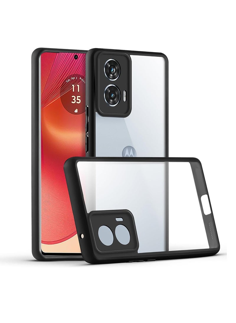 Compatible with Motorola Moto G85 5G / Motorola Edge 50 Fusion Case Transparent Grade Shockproof, Slim Protective Phone Case Full Bumper Cover With Camera Protective (Black) - Image 1