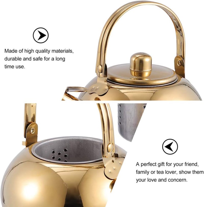 woobles Stove Top Whistling Tea Kettle Stainless Steel Teakettle Teapot with Cool Toch Ergonomic Handle and Infuser Gold 2. 5L - Image 2