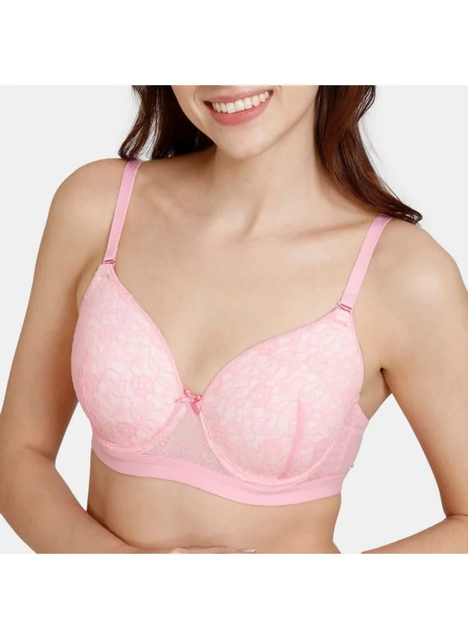 zivame Zivame Lace Detail Balconette Bra with Hook and Eye Closure