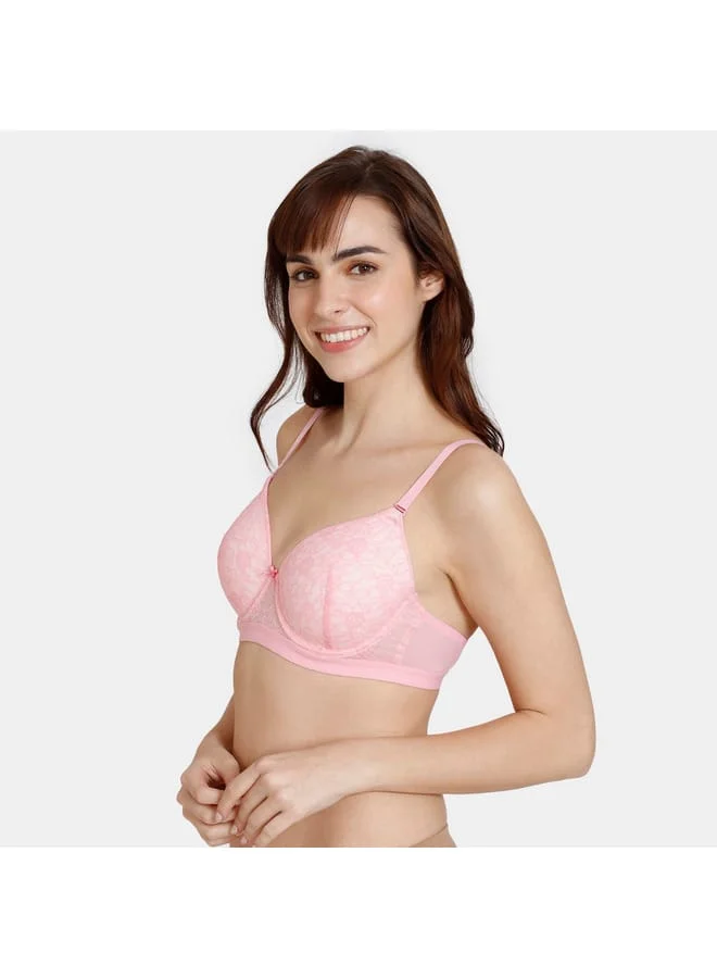 zivame Zivame Lace Detail Balconette Bra with Hook and Eye Closure