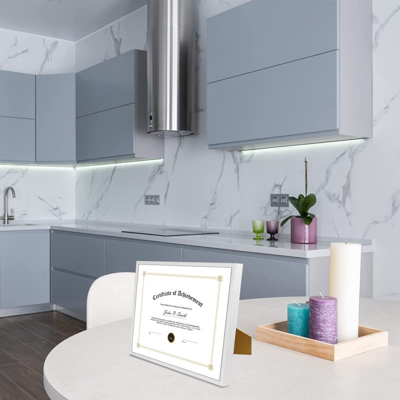 Golden State Art, 8.5x11 Aluminum Certificate Frame, Metal Diploma Frames for 8.5 x 11 Documents, Real Glass Front with Easel Stand (Silver, 1 Pack) - Image 3