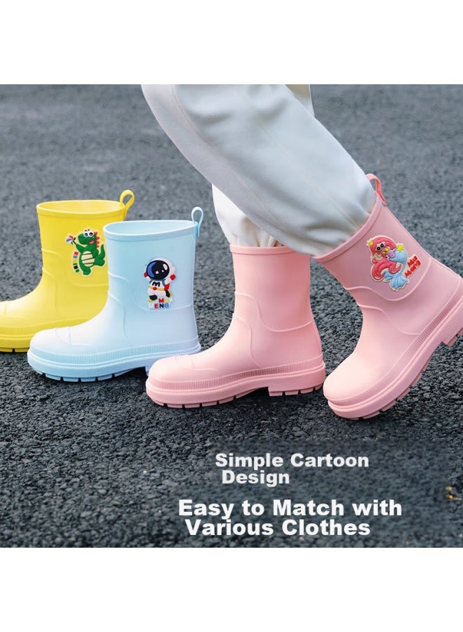 Moremerry Mumenger Children's Rain Boots, Waterproof 3d Water Shoes, Non-slip Wear-resistant Baby Rain Boots For Boys And Girls, Blue Astronaut Design, Size 34 - Image 2