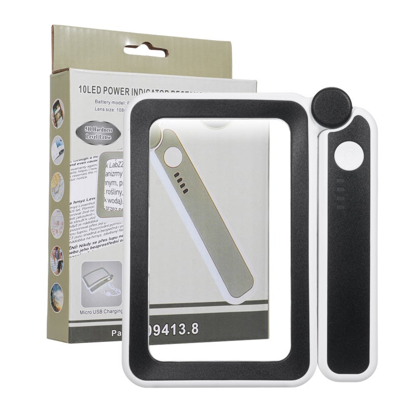 Lighted Magnifying Glass 4X Magnification Foldable Design - Rechargeable 3-Level LED Lighting Magnifying Glass for Low Vision Seniors, Reading, Craftwork - Image 1