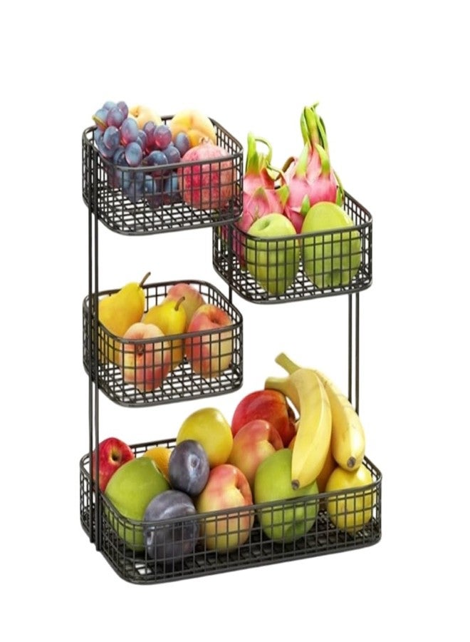 HOME DECO 4 Tier Fruit Basket Stand for Kitchen Counter, Metal Wire Fruit & Vegetable Storage Organizer, Modern Countertop Fruit Holder Rack for Kitchen, Dining Table & Pantry (4 TIER BLACK) - Image 4