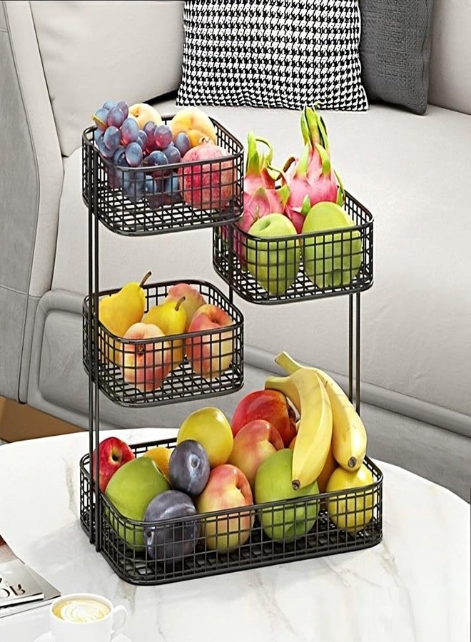 HOME DECO 4 Tier Fruit Basket Stand for Kitchen Counter, Metal Wire Fruit & Vegetable Storage Organizer, Modern Countertop Fruit Holder Rack for Kitchen, Dining Table & Pantry (4 TIER BLACK) - Image 5
