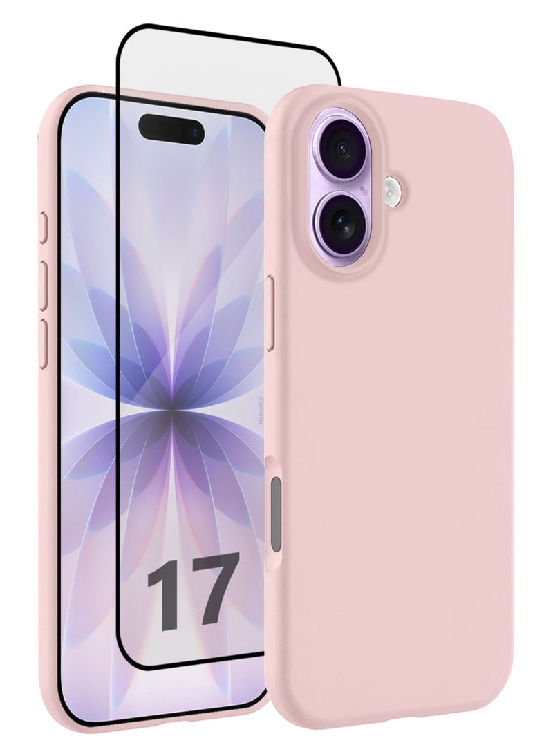 CATANES 2 Packs Silicone Protective Phone Case for iPhone 17 - Soft Anti-Scratch Microfiber Lining Ultra Slim Drop Protection Phone Cover with 3D Screen Protector - Sand Pink - Image 1