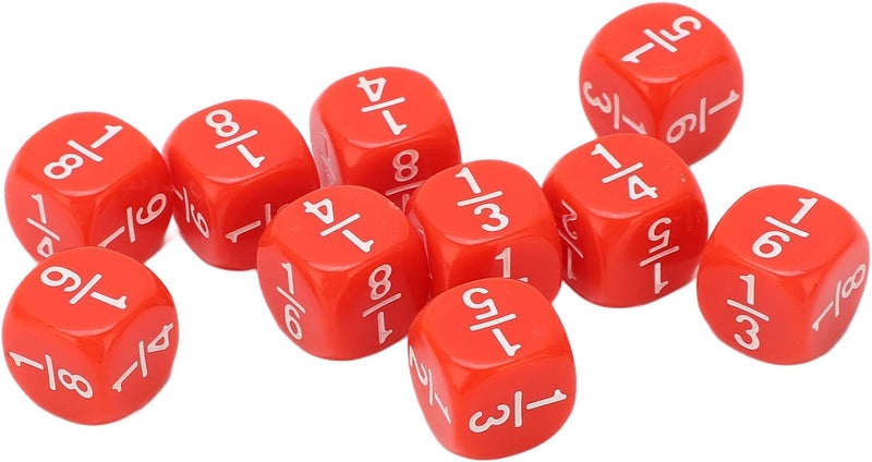 كلاراكو مجموعة مكعبات الكسور، 20 قطعة، متعددة الأوجه، محفورة، متينة، تعليمية، لتعليم الأرقام (أحمر) - Image 5