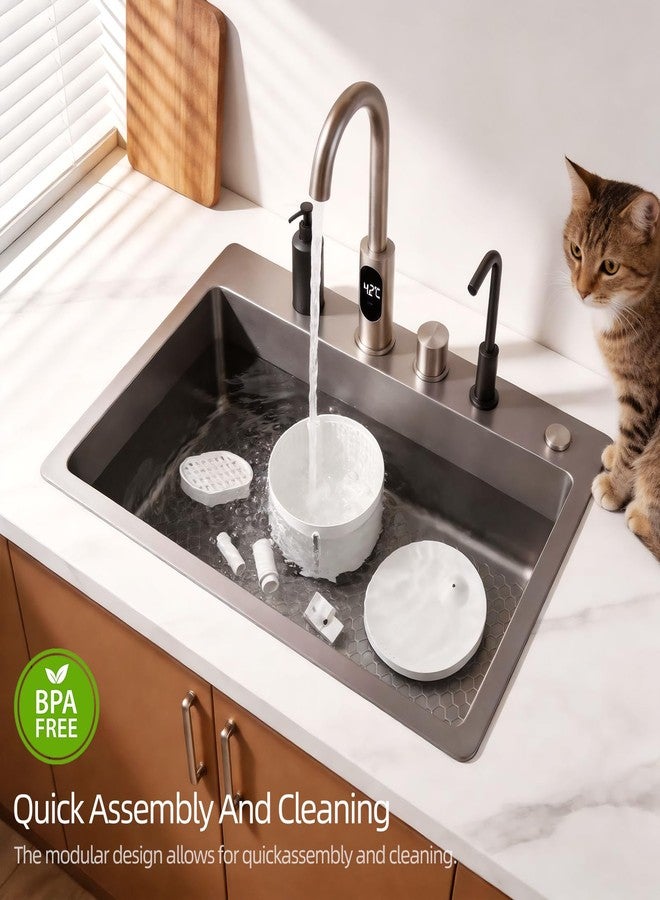 DOGNESS Pet Water Fountain for Cat & Small Dog 108oz/3.2L (D06-White) - Image 5