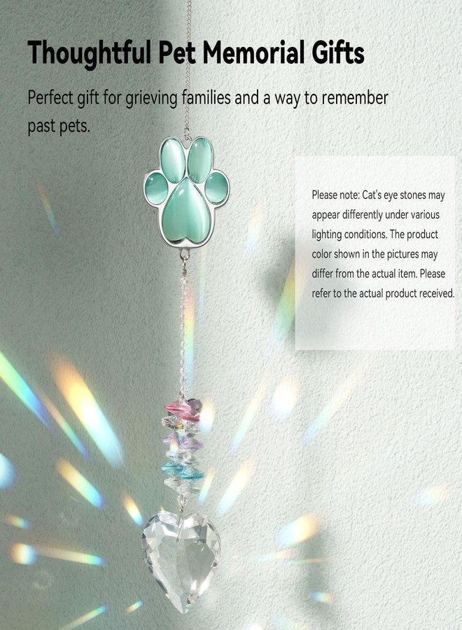 AMETHUARTZ Pet Memorial Suncatcher - Loss of Dog Sympathy Gift, Pet Memorial Gifts for Dogs, Thoughtful Dogs and Cats Bereavement Remembrance Gifts, Gemstone Paw Crystal Suncatcher(Jade) - Image 5