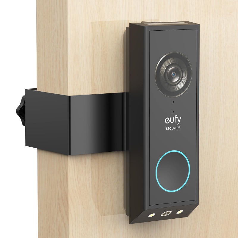 PEF Anti-Theft Door Mount for Eufy E340, No-Drill Adjustable Mounting Bracket with Eufy Doorbell E340, Not Blocking Doorbell Sensor, Apartment Door Bell Kits for Renters, Black - Image 1