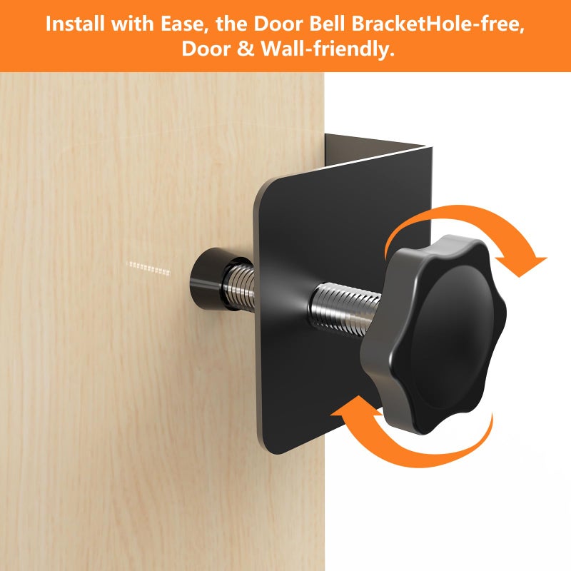 PEF Anti-Theft Door Mount for Eufy E340, No-Drill Adjustable Mounting Bracket with Eufy Doorbell E340, Not Blocking Doorbell Sensor, Apartment Door Bell Kits for Renters, Black - Image 4