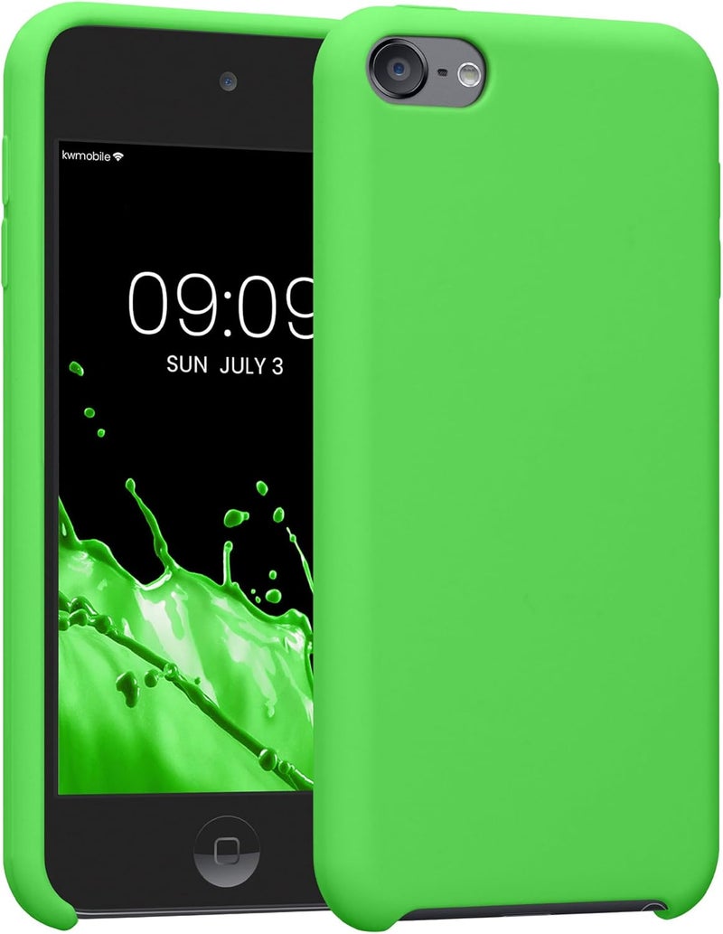 kwmobile TPU Silicone Case Compatible with Apple iPod Touch 6G / 7G (6th and 7th Generation) - Case Soft Flexible Protective Cover - Lime Green - Image 1