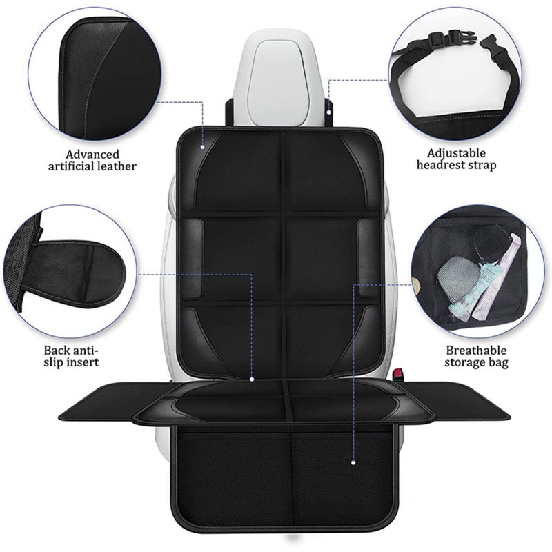 Car Seat Protector Black 600D Waterproof Oxford Cloth - Slip-Resistant Backing Car Seat Protective Cover for Vehicle Seats, Child Safety Seats and Pet Owners - Image 2
