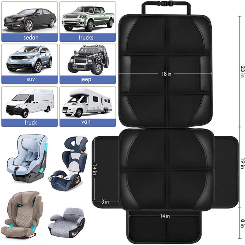 Car Seat Protector Black 600D Waterproof Oxford Cloth - Slip-Resistant Backing Car Seat Protective Cover for Vehicle Seats, Child Safety Seats and Pet Owners - Image 3